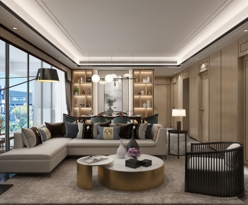 New Chinese Style A Living Room-ID:143265968