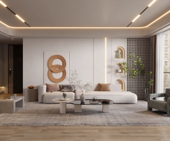 Modern Wabi-sabi Style A Living Room-ID:205291033