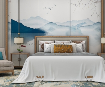 New Chinese Style Double Bed-ID:678740025