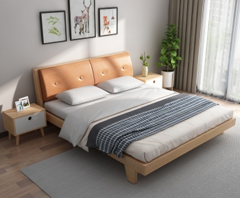 Nordic Style Double Bed-ID:114547977