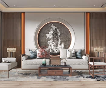 New Chinese Style A Living Room-ID:872102984