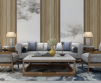 New Chinese Style Sofa Combination-ID:785005099