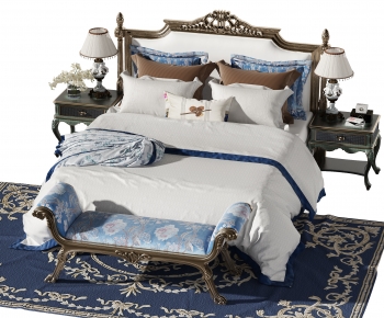 European Style Classical Style Double Bed-ID:839421031