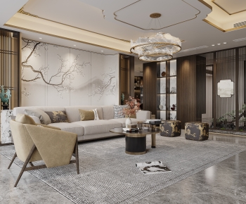 New Chinese Style A Living Room-ID:289043909