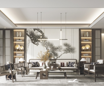 New Chinese Style A Living Room-ID:455951936
