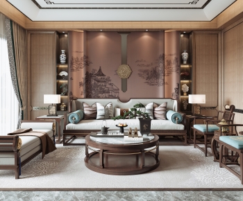 New Chinese Style A Living Room-ID:673862931