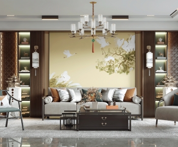 New Chinese Style A Living Room-ID:453156957