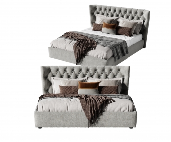 Simple European Style Double Bed-ID:556524998
