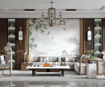New Chinese Style A Living Room-ID:715771919