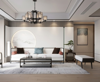 New Chinese Style A Living Room-ID:602555999