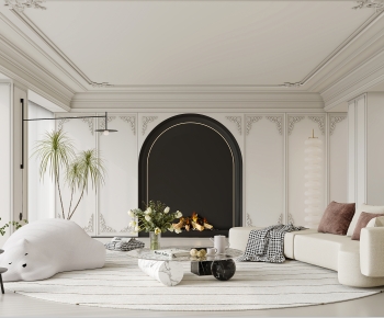 Modern French Style Wabi-sabi Style A Living Room-ID:789577969
