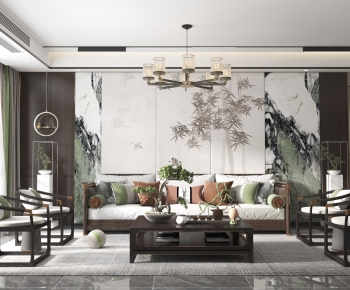 New Chinese Style A Living Room-ID:374250449