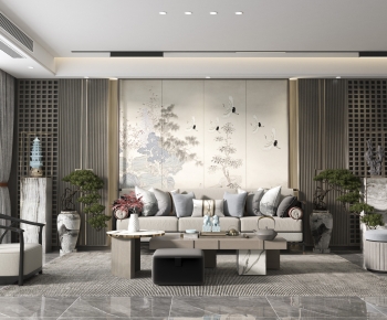 New Chinese Style A Living Room-ID:323919067