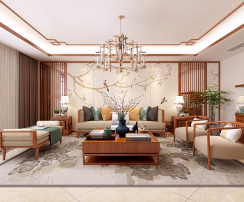 New Chinese Style A Living Room-ID:540477998