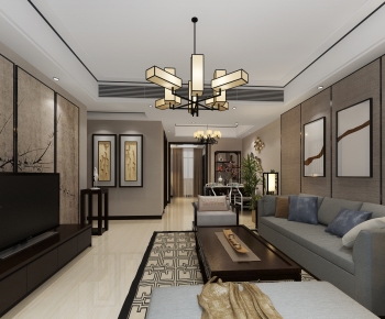 New Chinese Style A Living Room-ID:793198111