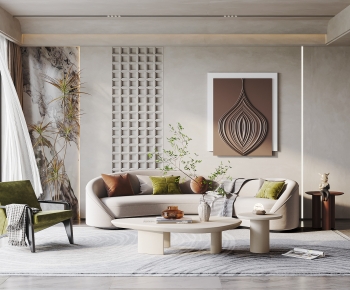 Modern Wabi-sabi Style A Living Room-ID:747884044