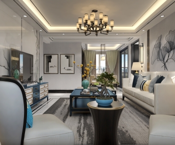 New Chinese Style A Living Room-ID:862695933