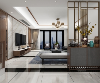 New Chinese Style A Living Room-ID:747160917