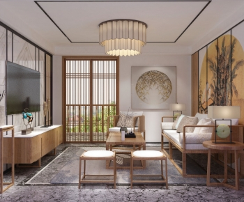 New Chinese Style A Living Room-ID:580060016