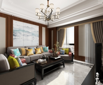 New Chinese Style A Living Room-ID:465807912