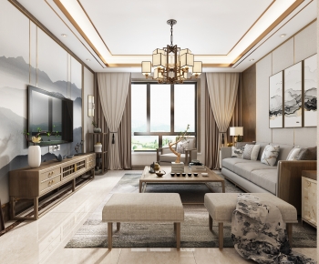 New Chinese Style A Living Room-ID:853409053