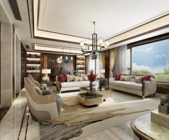 New Chinese Style A Living Room-ID:400991923