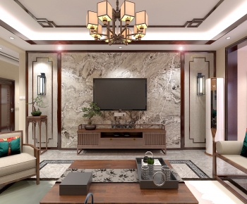 New Chinese Style A Living Room-ID:826666128