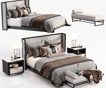 New Chinese Style Double Bed-ID:702474126
