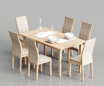 北欧实木布艺餐桌椅组合-ID:330213078