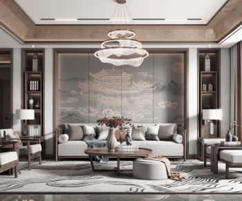 New Chinese Style A Living Room-ID:982996944