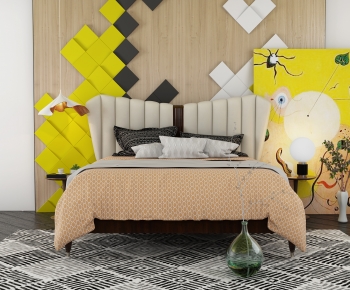 Nordic Style Double Bed-ID:158228992