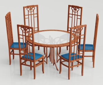 新中式圆形实木餐桌椅组合-ID:627419973