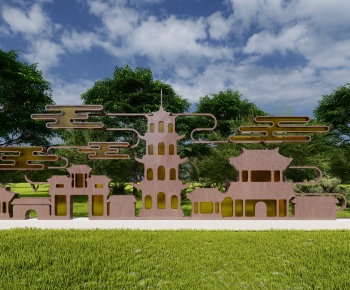 New Chinese Style Park Landscape-ID:211699967