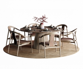 新中式实木圆形餐桌椅-ID:175868037