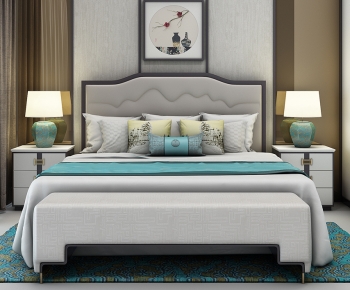 New Chinese Style Double Bed-ID:618782049