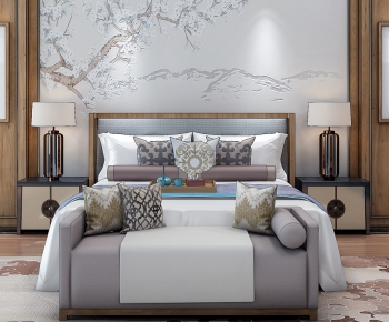 New Chinese Style Double Bed-ID:799077994