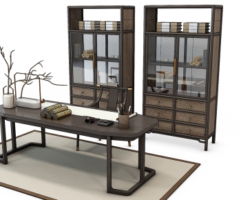New Chinese Style Computer Desk And Chair-ID:283474926
