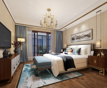 New Chinese Style Bedroom-ID:613472947