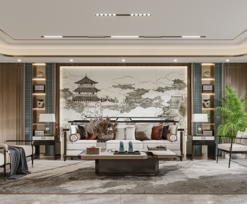 New Chinese Style A Living Room-ID:133893976