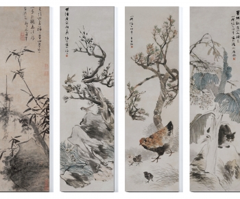 中式花鸟装饰画组合-ID:367510329