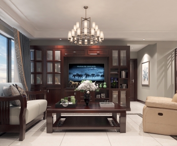 New Chinese Style A Living Room-ID:322660927