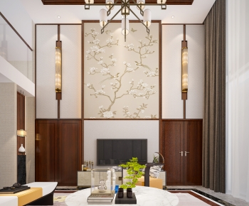 New Chinese Style A Living Room-ID:382930991