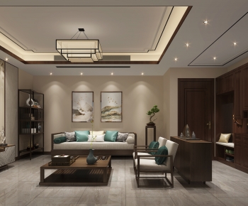 New Chinese Style A Living Room-ID:514249095