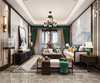 New Chinese Style A Living Room-ID:815418002