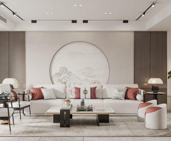 New Chinese Style A Living Room-ID:865264892
