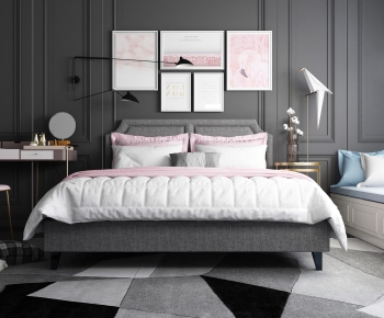 Nordic Style Double Bed-ID:964752913