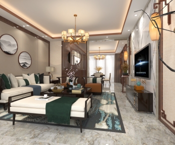 New Chinese Style A Living Room-ID:236279962