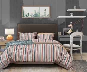 Nordic Style Double Bed-ID:832977063