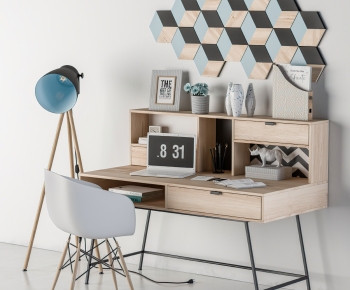 Nordic Style Computer Desk And Chair-ID:240978003