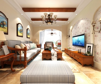 American Style Idyllic Style A Living Room-ID:342457068